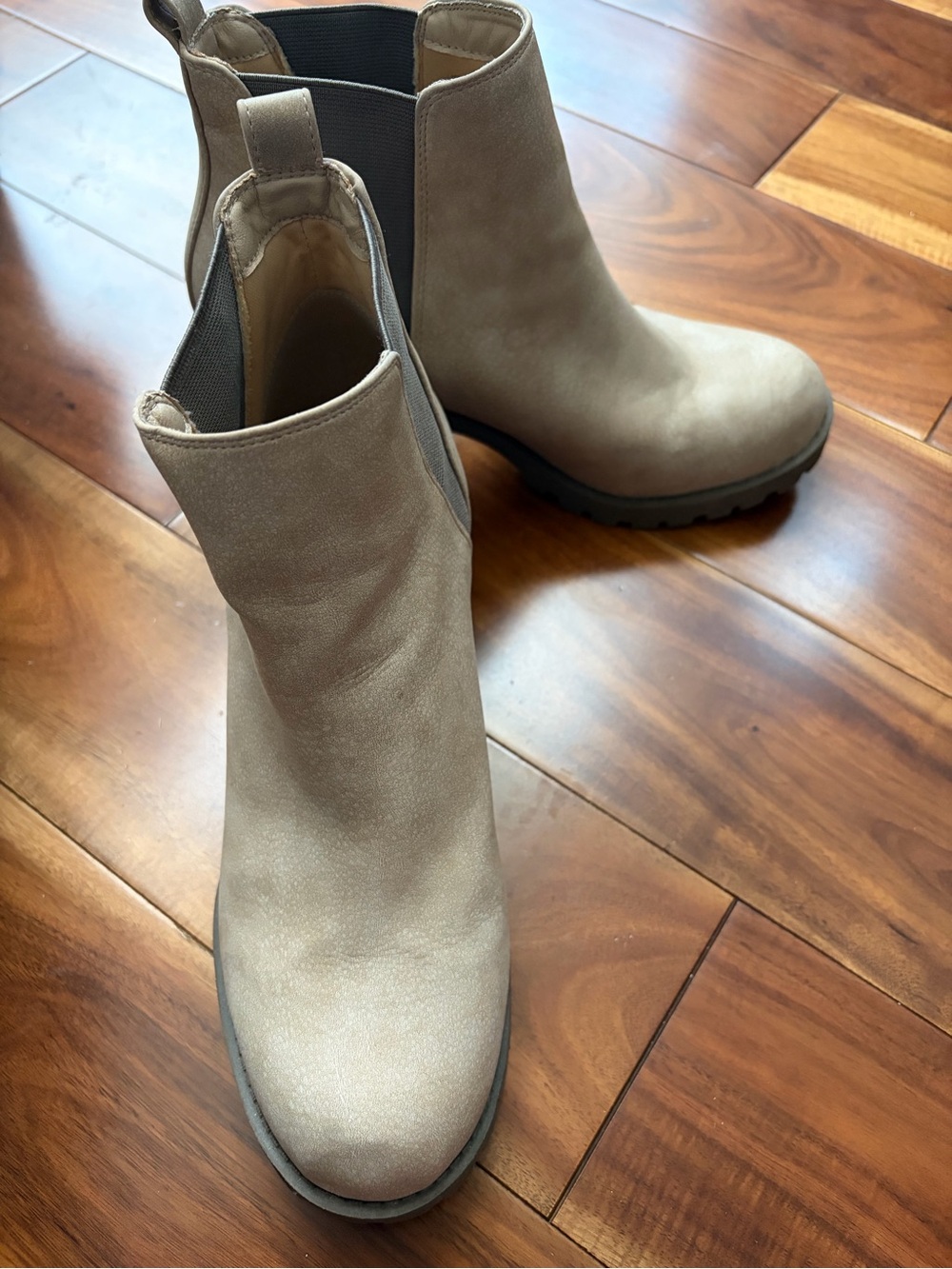 Dirty Laundry Taupe Faux Suede Chelsea Block Heel Boots - Picture 3 of 7
